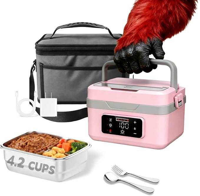 Cordless Lunch Box Warmer,Gift for Men & Women, 10000mAh Heated Food Container, 3 Modes, 1L/1.5L, Ideal for Work, Travel