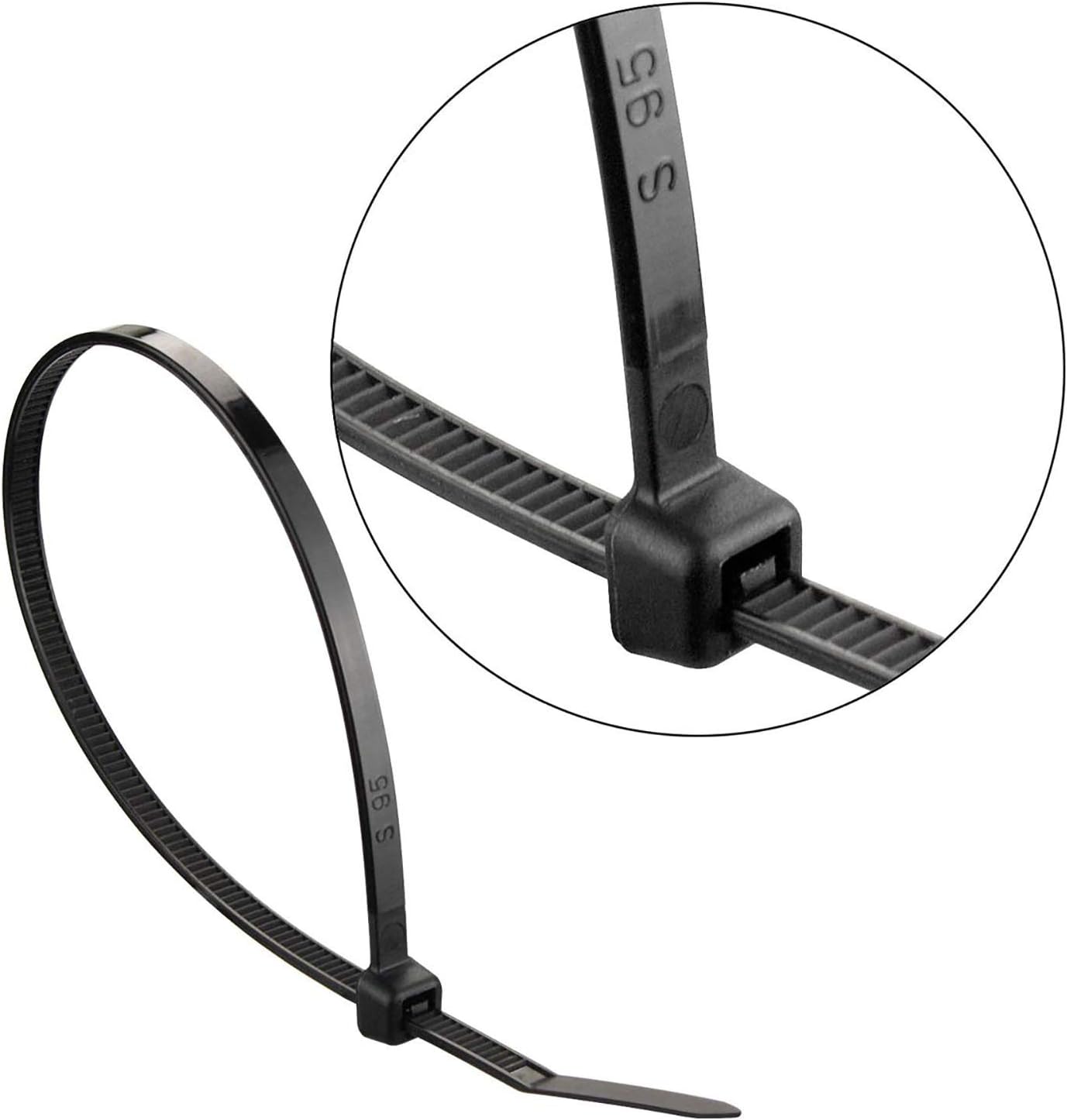 Superun Heavy Duty Zip Ties 8 Inch, 50 Lbs Tensile Strength Selflocking Wire Ties (Industrial Grade Cable Ties) Pack of 100 Black