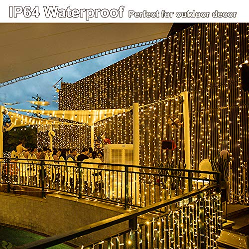 YEOLEH String Lights Curtain,7.9 x 5.9Ft 144LEDs USB Powered Fairy Lights for Bedroom Wall Decor,8 Modes & IP64 Waterproof...