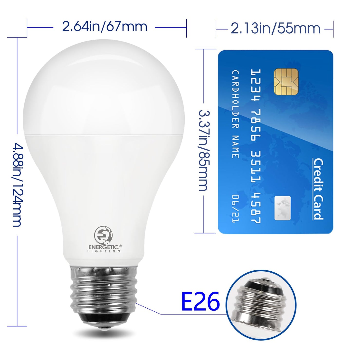 ENERGETIC SMARTER LIGHTING A21 LED Light Bulb, 3-Way, 50/100/150W, 800/1600/2200 Lumens, 3000