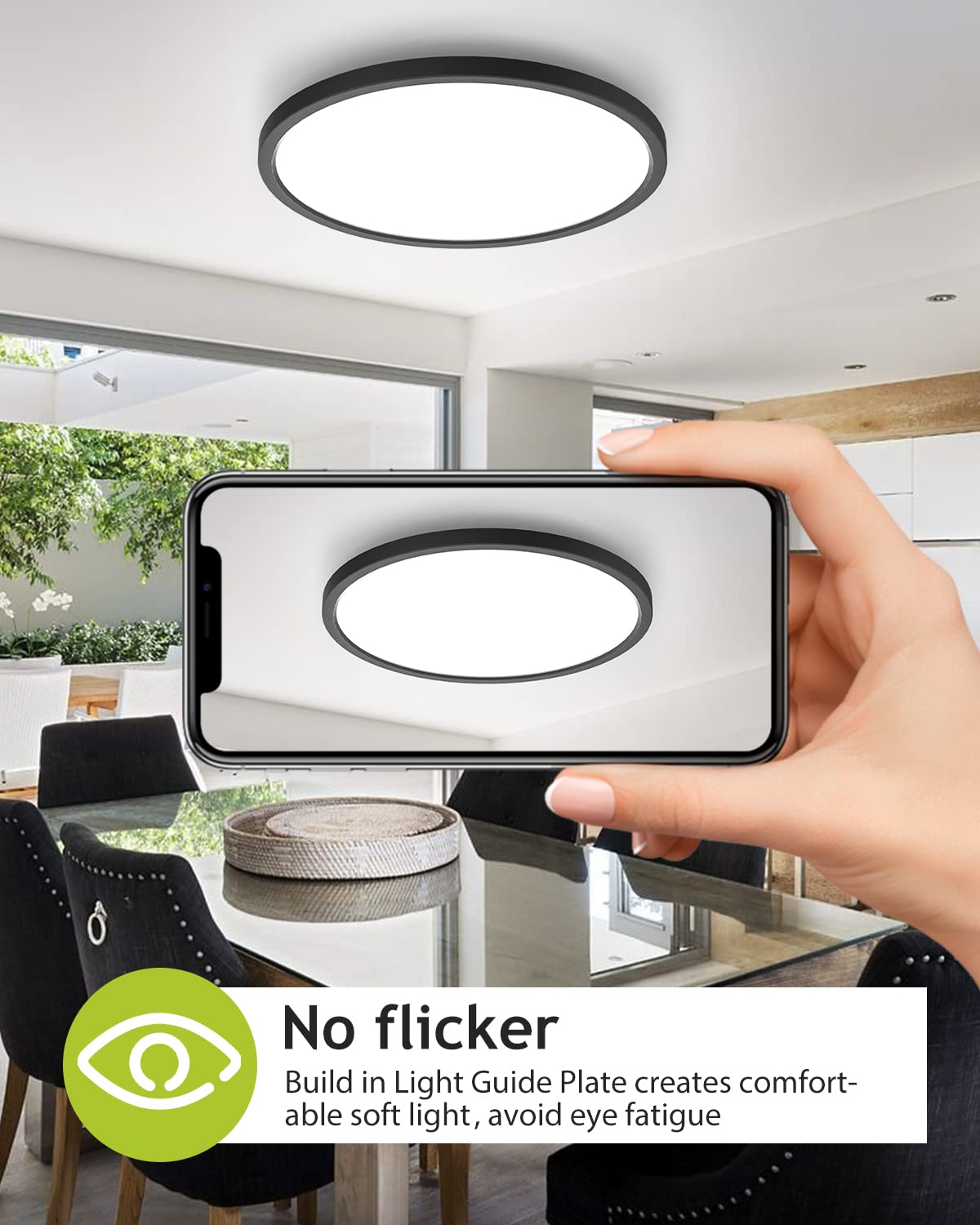 6Pack Flush Mount Led Ceiling Light Fixture Black  12Inch 28Watt  Dimmable & 3000K-4500K-6000K 3 Color Selectable Ceiling Lamp 3200Lm Low Profile Ceiling Light For Kitchen Bedroom Hallway Porch