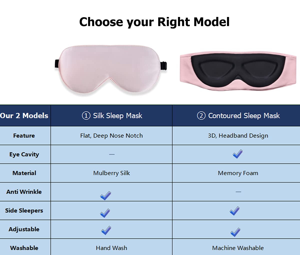 Alaska Bear Natural Silk Sleep Eye Mask Pink, Back Black for Blackout