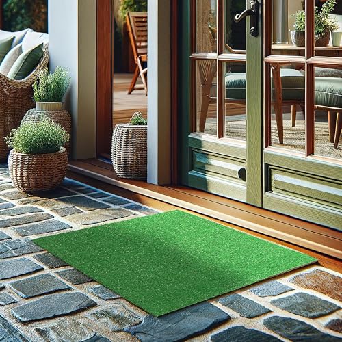 Ottomanson Front Door Mat for Indoors & Outdoors, Artificial Grass Mat with Drainage Holes, Faux Turf for RV Patio Entry &...