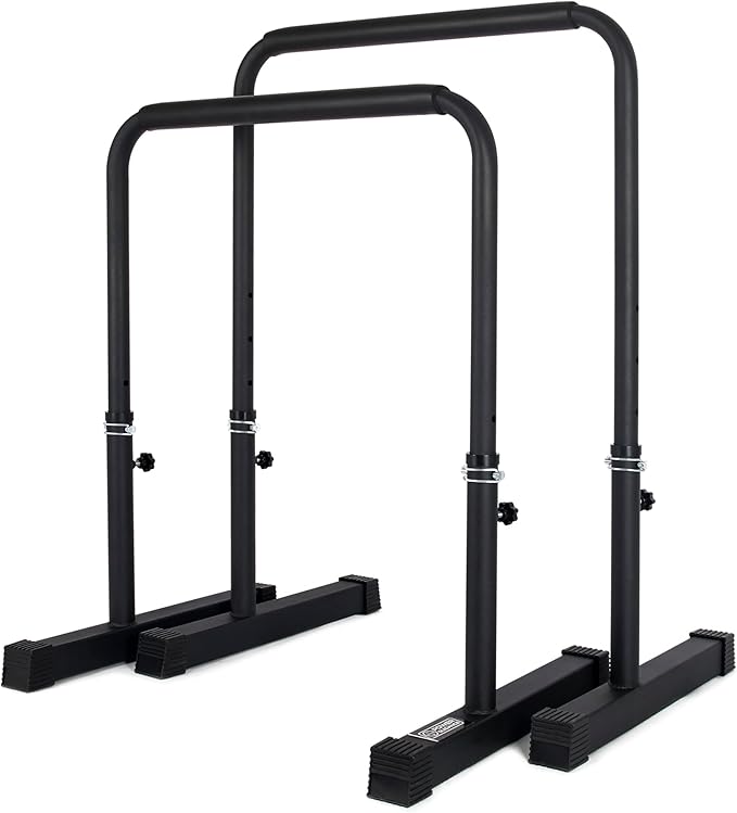 POWER GUIDANCE Dip Bar, Dip Stand Station for Full Body Strength Training, Adjustable Height 30Inches - 38.6Inched, 3 Colo...