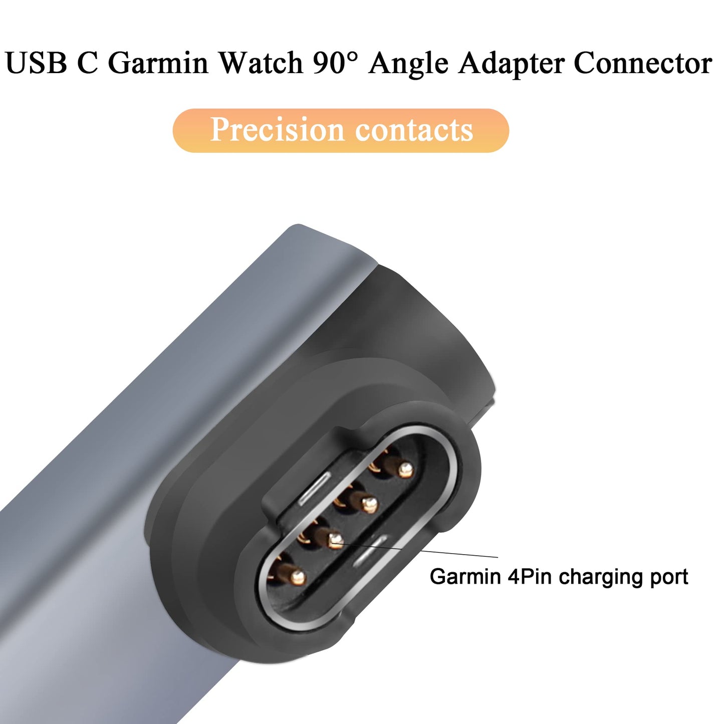 Qianrenon Usb C Watch 90 Angle Adapter Connector Smartwatche Charging Head To Type C Female Right Angle Converter Coupler, Alumi