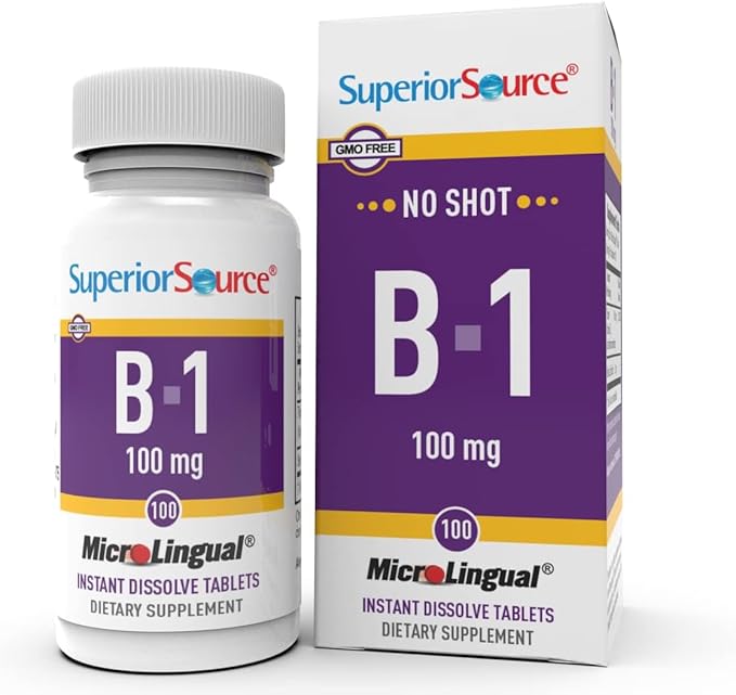 Superior Source B-1 100 mg - Vitamin B Supplement Supports Healthy Energy & Growth - Nervous & Digestive System Support Formula with Thiamin - 100 Sublingual Dissolving Tablets