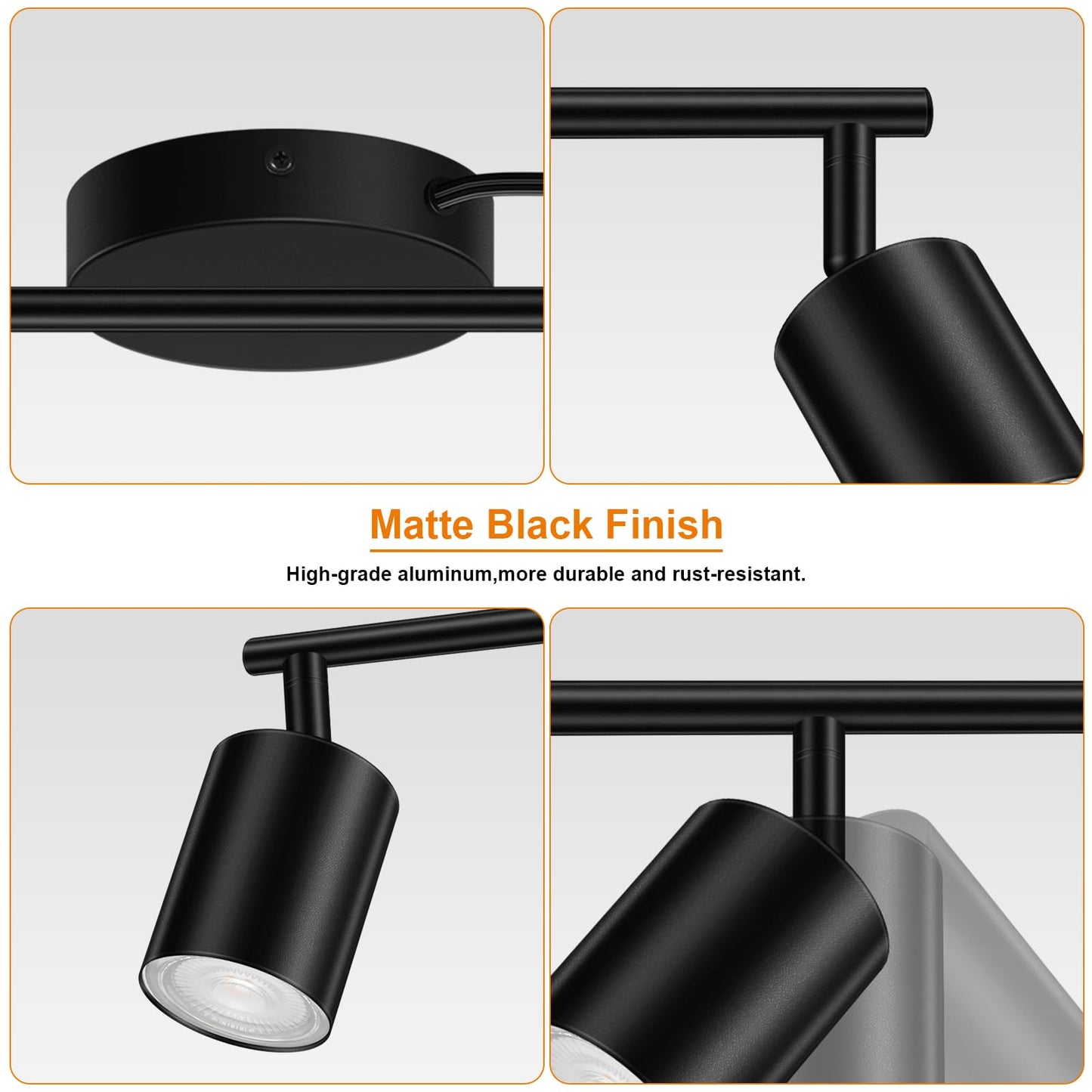 Plug In Track Lighting Led  Track Lighting Fixtures Ceiling  Black 6-Light Kitchen Light Kit  Plug In Wall Light With 14.8Ft Power Cord  Rotatable Ceiling Spotlight For Bedroom(Gu10 Socket  No Bulb)