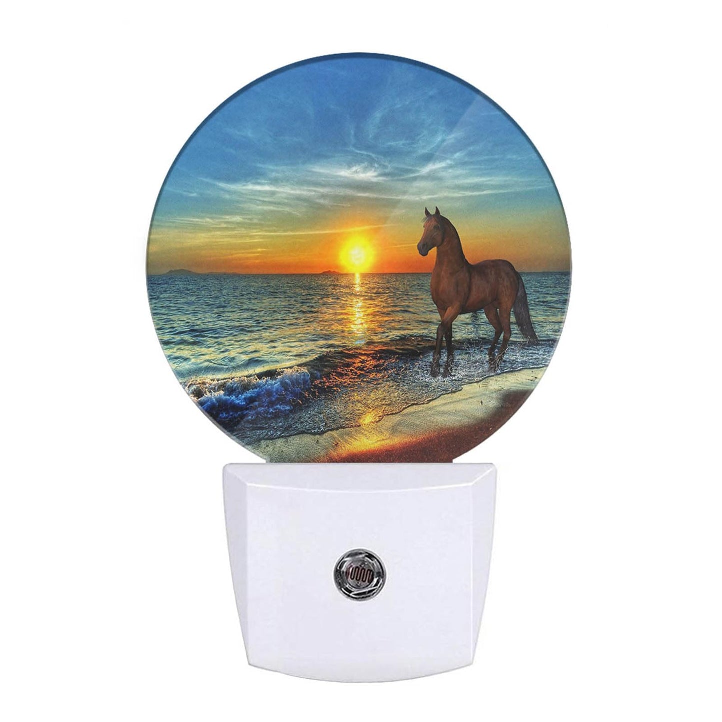 Uanvaha Night Light, LED, 0.5W, Dusk to Dawn Sensor, 1.6inD x 3inW x 4.8inH, Brown Horse Running by