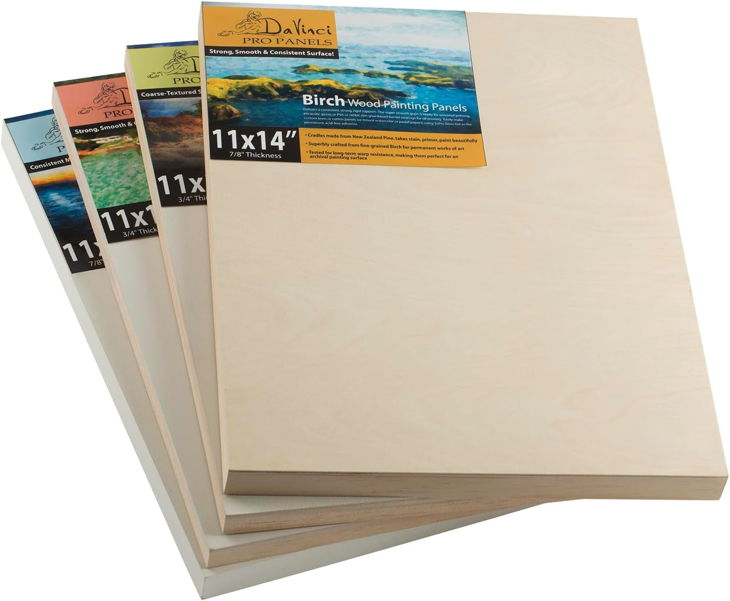 DaVinci Wood Panel Da Vinci Pro Ultra Smooth Gesso Panels 3/4inchinch Panel (Single) 12x12inchinch - 6 Pack