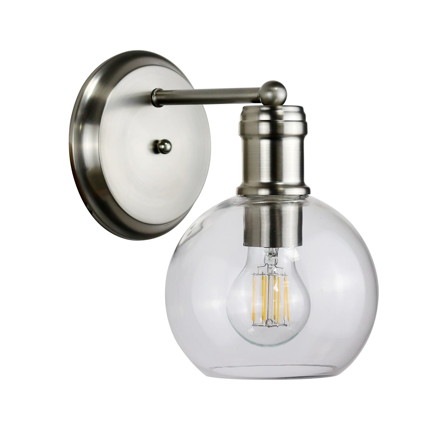 Chloe Lighting Wall Sconce, 1 Light, Brushed Nickel, Glass, 6in Wide, Model CH6S001BN06-WS1
