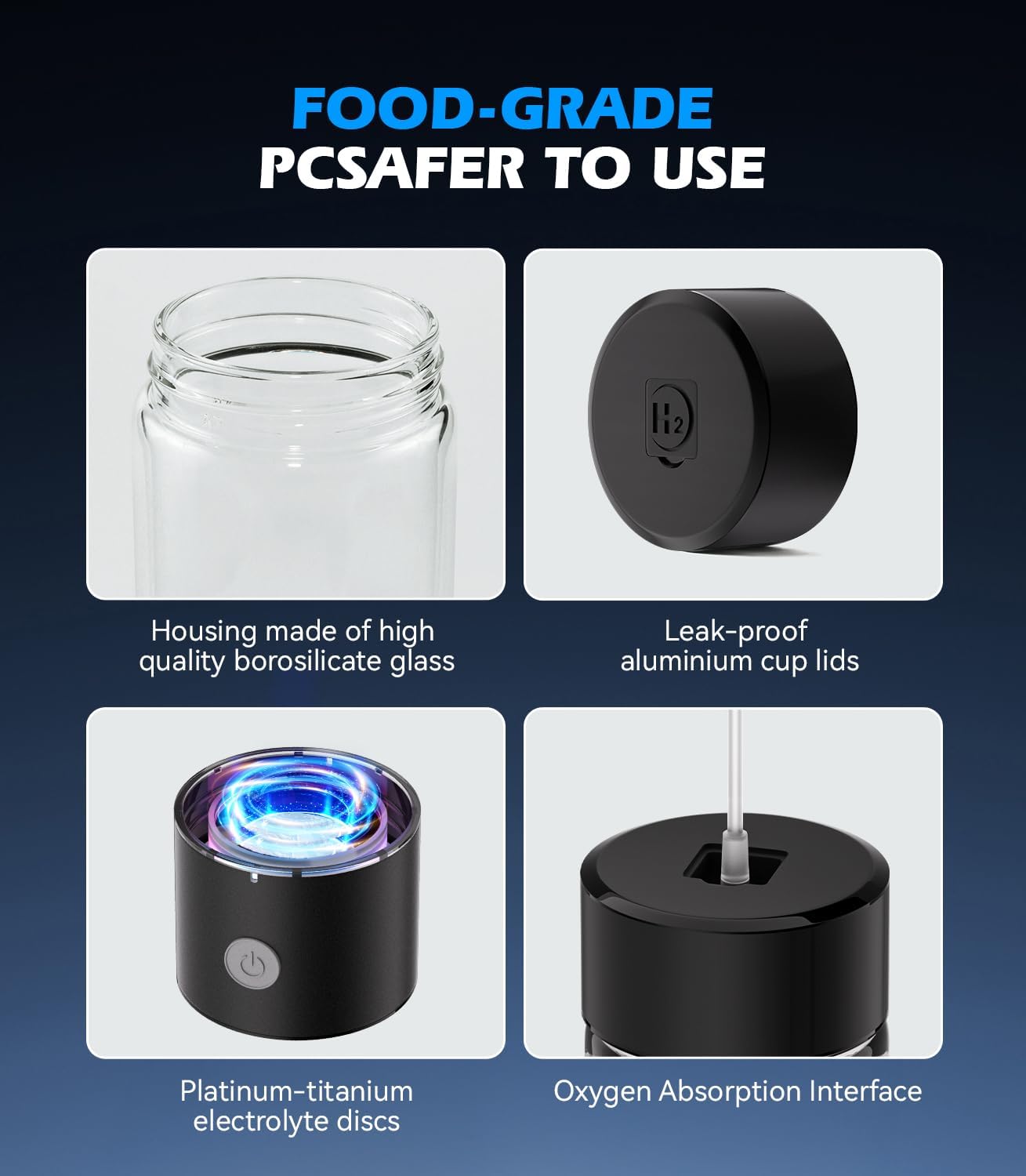 4.0 Upgrade Hydrogen Water Bottle & Hydrogen Absorption 【SGS Certification - 5000PPB】 Hydrogen Water Bottle 【NO.1-100% Odorless】 2025 SPE PEM Technique, Double Hydrogen Content