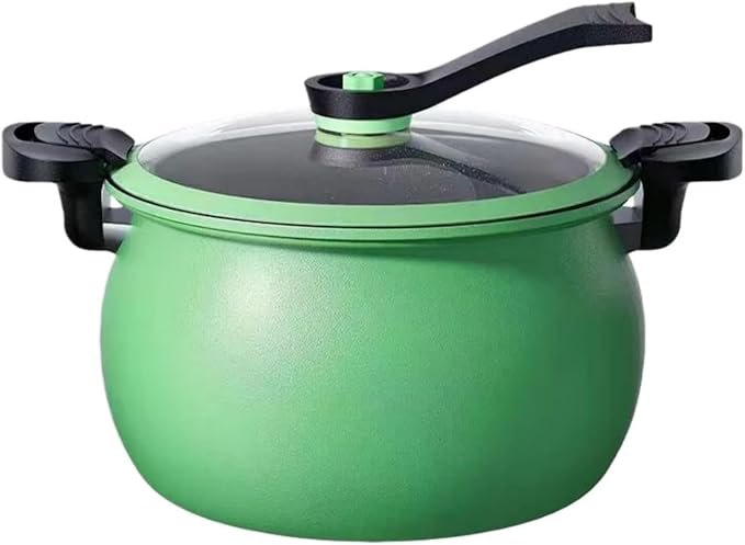 Micro Pressure Cooker, Multifunctional Large Capacity Non-stick Pressure Cooker, 8QT, Non-Stick Surface, Visual Glass Lid, Safety Valve, for All Stovetops (Green)