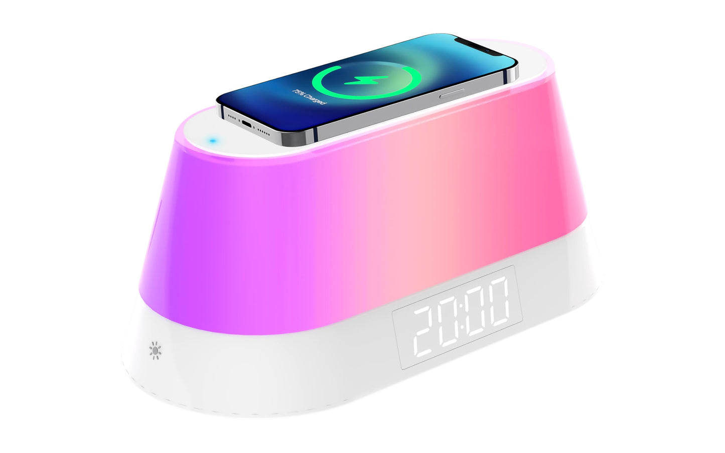 Fisher Alarm Clock Speaker Wireless Charger, Digital Alarm Clocks Bedrooms Bluetooth, Alarm Clock Dimmable Light Bedrooms Dual Alarm Snooze Dimmer 12 24H RGB Night Light Bluetooth USB