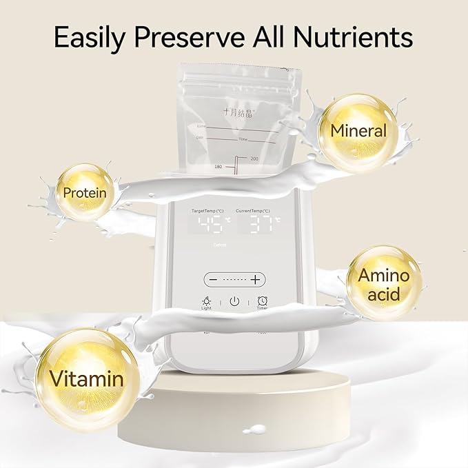 Baby Bottle Warmer for Breast Milk with Timer & Night Light, 11-in-1 Milk Warmer for Baby Bottles, 48H Keep Warm, BPA-Free Fast Heating with Adjustable Temperature for Glass/PPSU Bottles