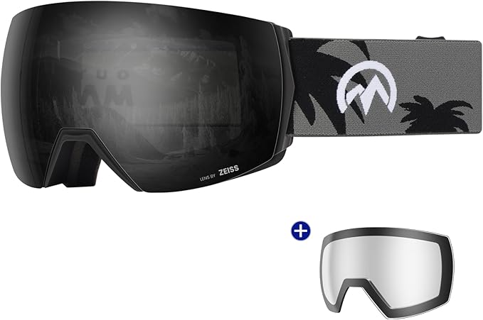 OutdoorMaster Ultra Ski Goggles Lens by ZEISS, OTG Snowboard Goggles Anti-fog Wide View, Interchangeable Lens, Snow Goggles
