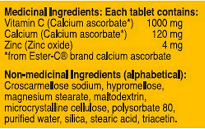 Ester-C 1000 mg with Zinc, 180 tablets