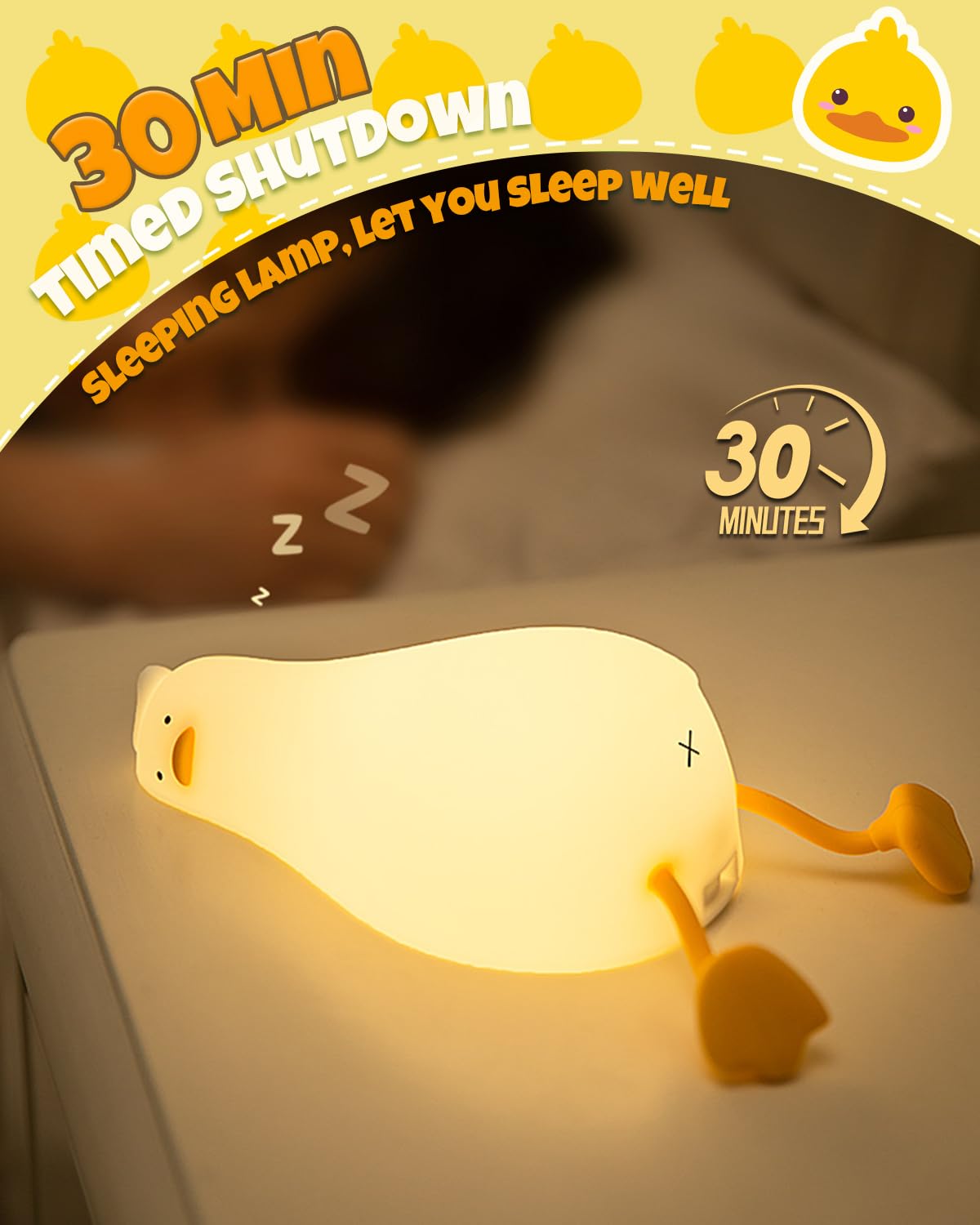 Cute Duck Night Light  Animal Lamp  Food Grade Silicone  Rechargeable  3 Level Dimmable  Squishy Nursery Nightlight For Desk Decor  Funny Gifts Stuff For Boys Girls Baby  White Elephant Gifts