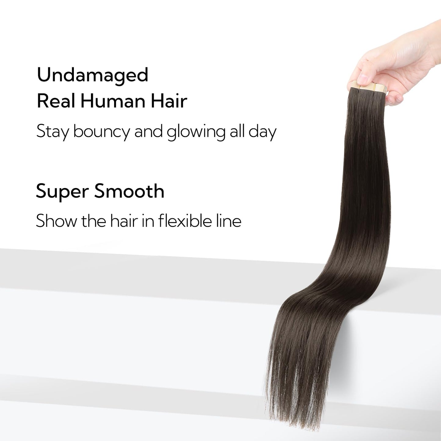 HOTBANANA Tape in Hair Extensions, 18 Inch 20pcs 50g Dark Brown Tape in Real Remy Human Hair Extensions Straight