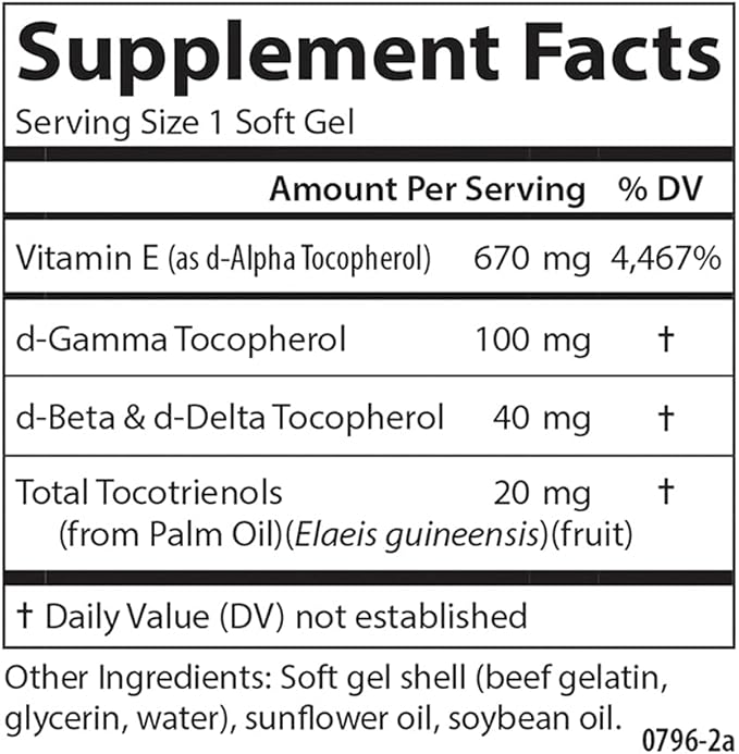 Carlson - E-Gems Elite, 1000 IU (670 mg) Vitamin E with Tocopherols and Tocotrienols, Optimal Wellness, 60 Softgels