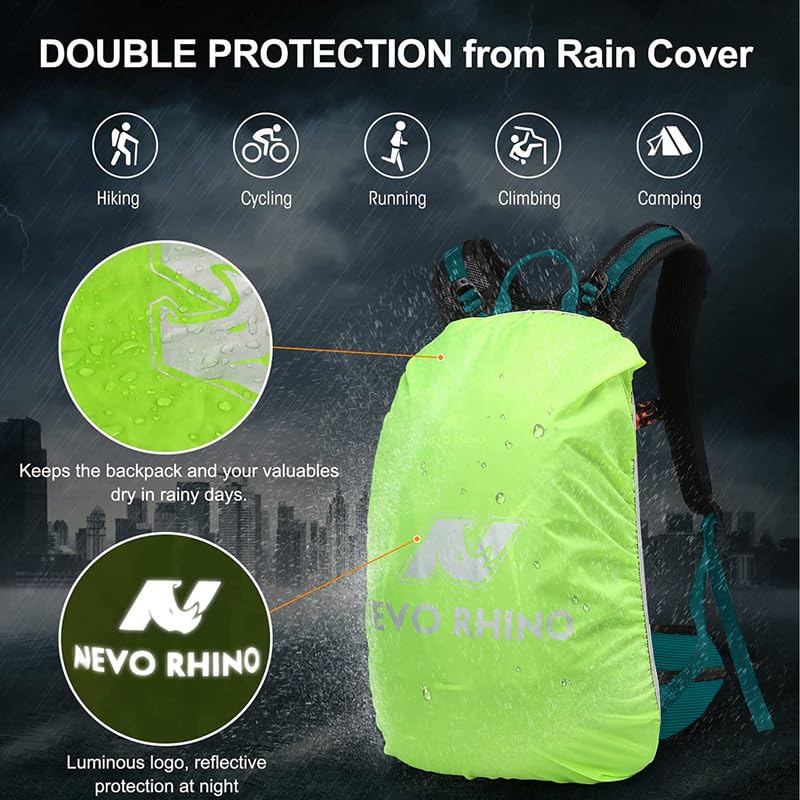 N NEVO RHINO Hydration Backpack with Water Bladder 3L, Hiking Backpack with Rain Cover, Insulation Water Daypack for Cycli...