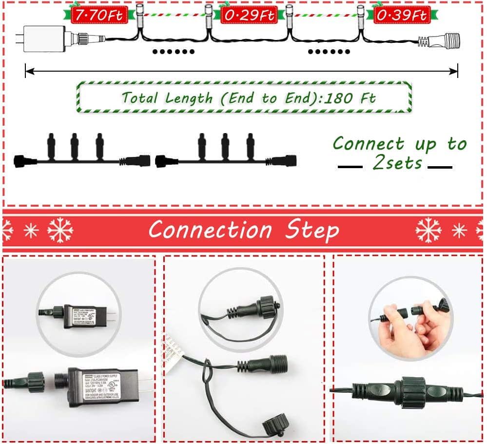 Realization 500 LED Christmas Tree Lights - 180FT, 8 Modes, Waterproof, Multicolor, Model YLS1000WD01