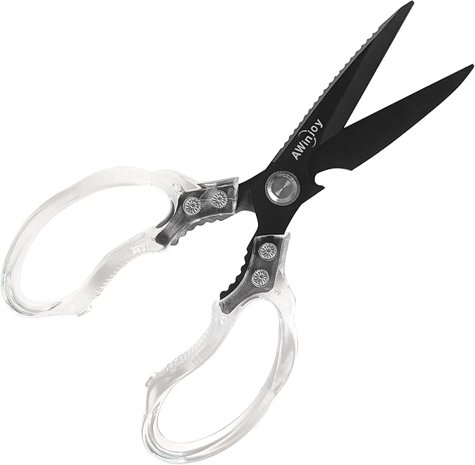 Kitchen Scissors, Heavy Duty Sharp Kitchen Shears Dishwasher Safe, Kitchen Accessories Cooking Shears for Kitchen Meat Chicken Fish Poultry Herb Bread (Transparent)