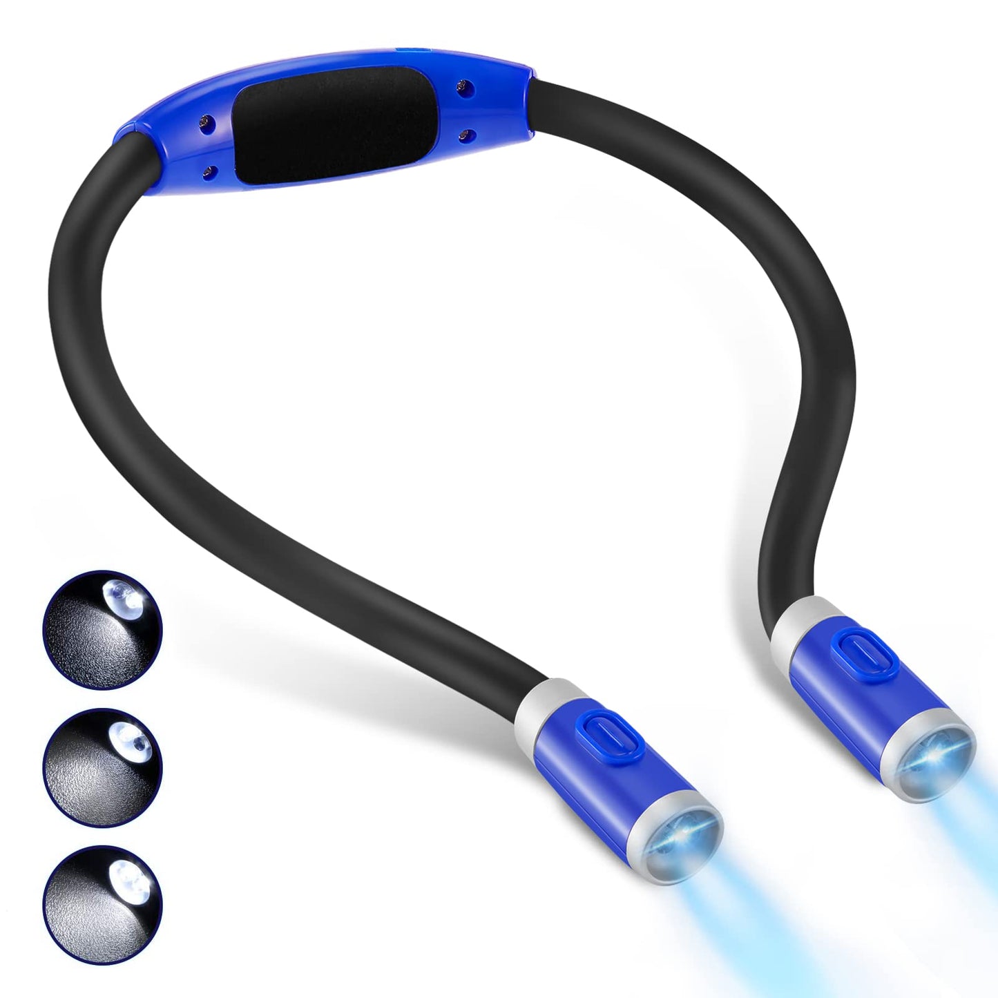 Luxjet Book Light - Usb Rechargeable, Adjustable Brightness, 360° Flexible Arm, Cold White Light, Dark Blue, Model Lxj-Book Lights