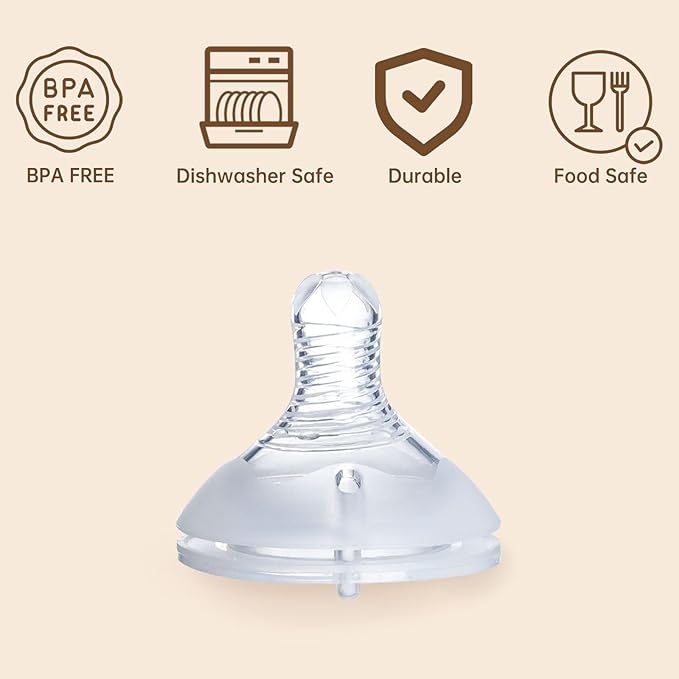 4Pack Replacement Silicone Nipple Compatible with Pigeon PP Nursing Bottle, Soft Spout Replacement for Pigeon, Easy Transition from Bottle to Cup, No Spill (L, Fast Flow)