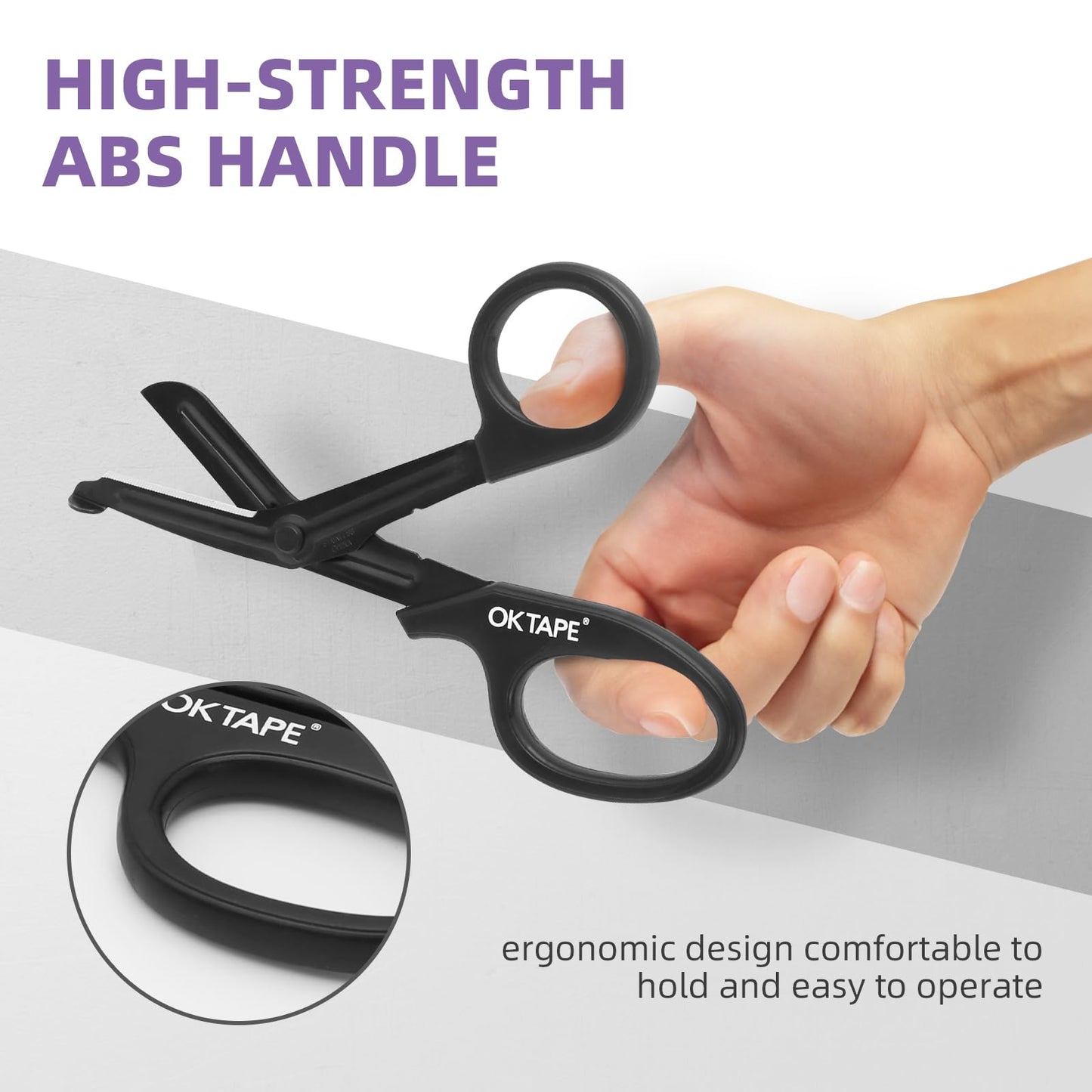 OK TAPE Shears - Bandage Scissors，Medical Scissors, EMT Trauma Shears, Non-Stick Scissors, First Aid Outdoor Stainless Steel Teflon, Black Handle and Black Coated Blades, 1 Packs