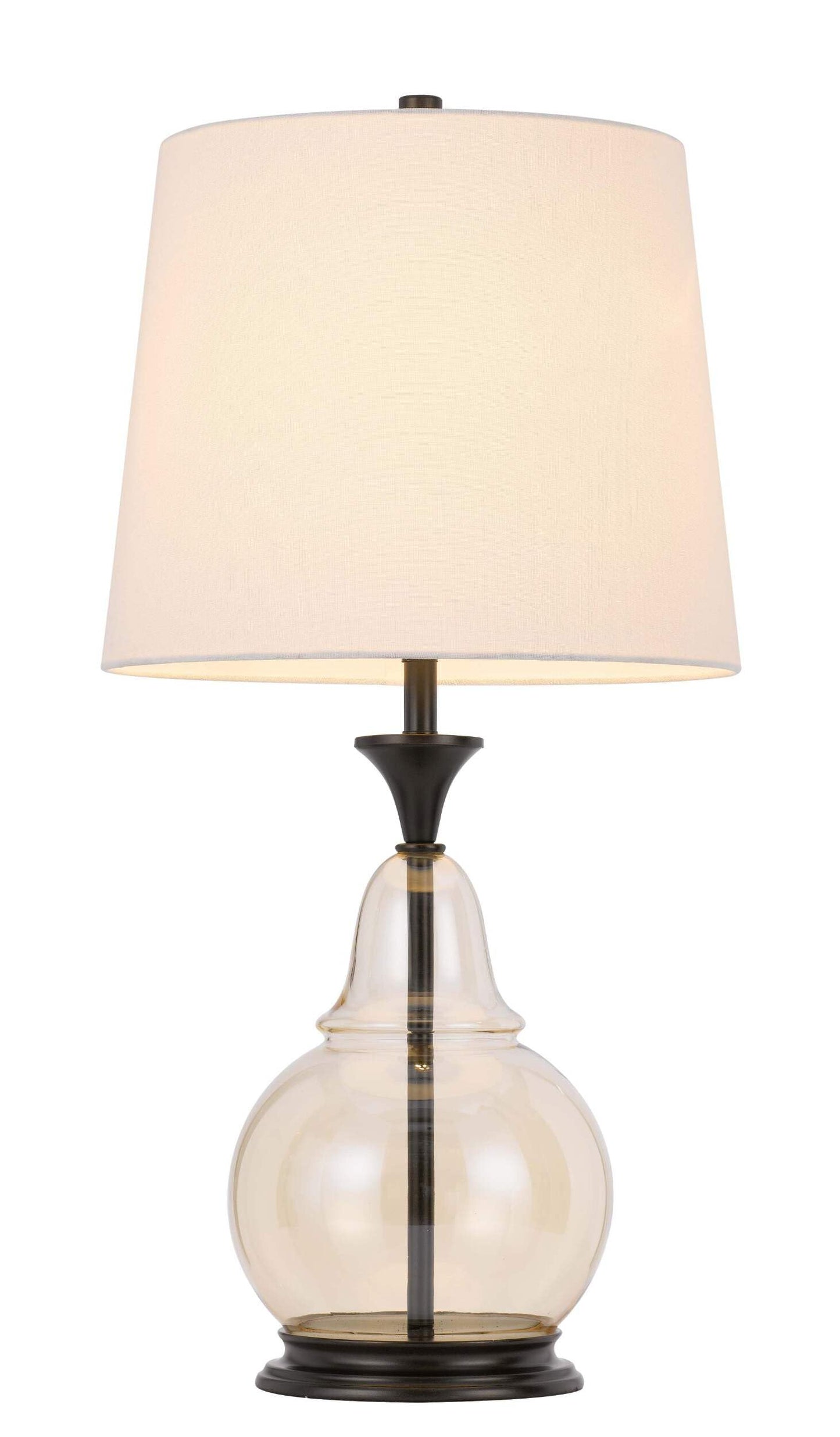 HomeRoots Metal Table Lamp with White Empire Shade, 28 in., Model 524721
