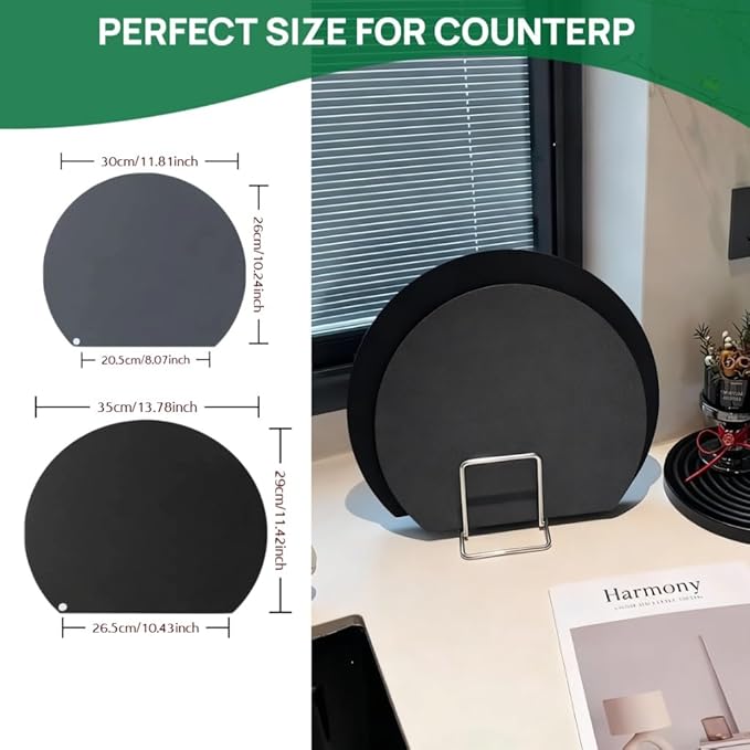 TPU Cutting Boards Set of 2, Flexible, Non-slip Chopping Boards for Kitchen, Knife-Friendly & Dishwasher Safe Cutting Mat for Meat, Vegetables & Fruits (2PCS, Gray/Black-D Shape)