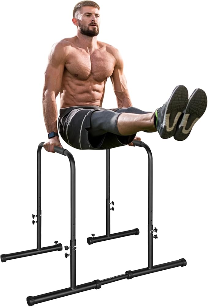 LSKSSNG Dip Stand Station, Adjustable Height Dip Station for Strength Training, Heavy Duty Steel Parallel Push Up Stand, H...