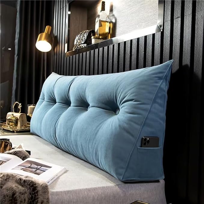 Triangular Headboard Pillow Wedge Pillow for Headboard Gap Headboard Pillow Twin Daybed Pillows Backrest Pillow with Side Pockets