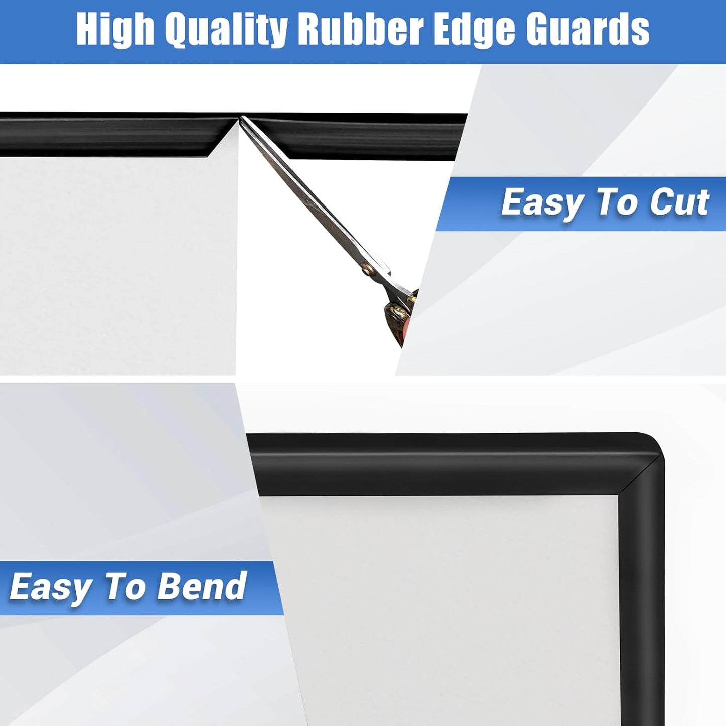Rubber Edge Trim, 1-1/2 inches Self-Adhesive U Channel Edge Protector for Woods, Flexible U Shaped Peel and Stick Edge Banding, Edge Guard, Fit 1.5"(38mm), 10Ft, Black