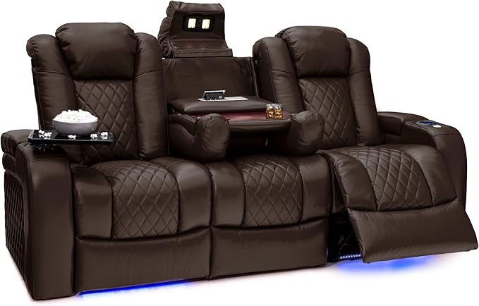 Seatcraft Euphoria Heat & Massage Sofa, Living Room, Powered Headrest, Powered Lumbar, Italian Leather, Powered Recline, B...