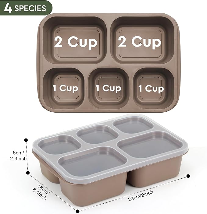 Bento Box Adult - Snack Box Containers 4 Pack, 5 Compartment Lunchables Containers for Kids/Adults, Meal Prep Container Reusable for Travel (Unisex)