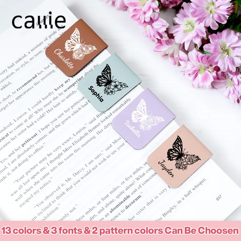 CALLIE Personalized Magnetic Bookmark Clip – Custom Name Reading Gifts for Book Lovers, Birthday Teacher's Day Christmas for Bookworm Gifts (Butterfly)