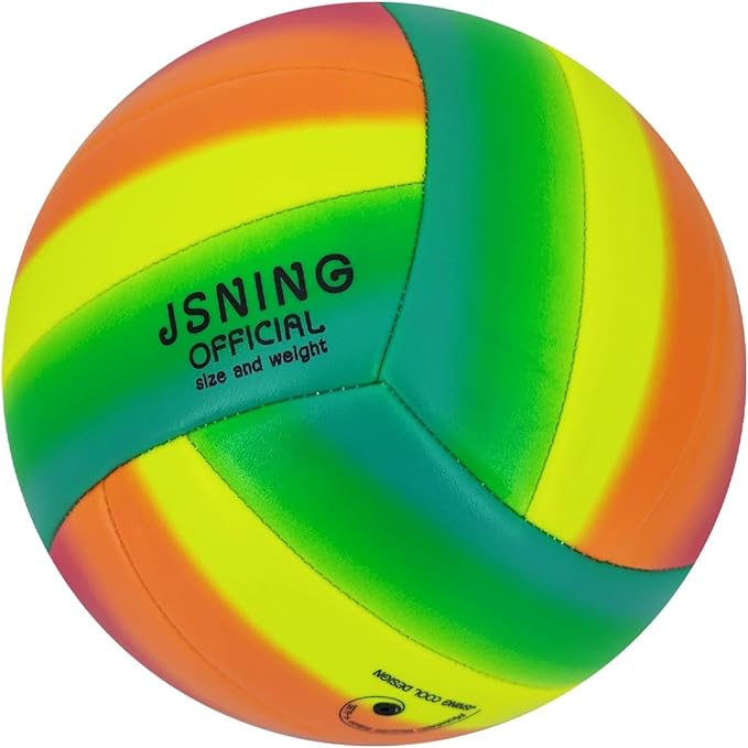 JSNING Rainbow Volleyball,Volley lite for Outdoor Indoor Beach Game,Soft Touch,Official Size 5,Cute Cool Design
