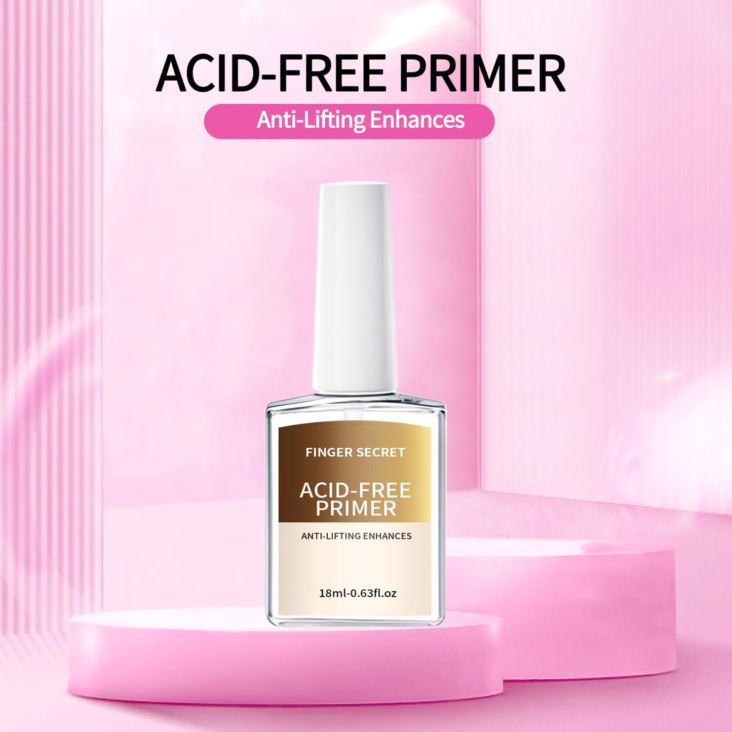 finger secret 18ml Acid-Free Primer for Gel Nail Polish 0.63floz, Fast Air Dry Base Coat Nail Primer Bond, Builder Gel for Acryl