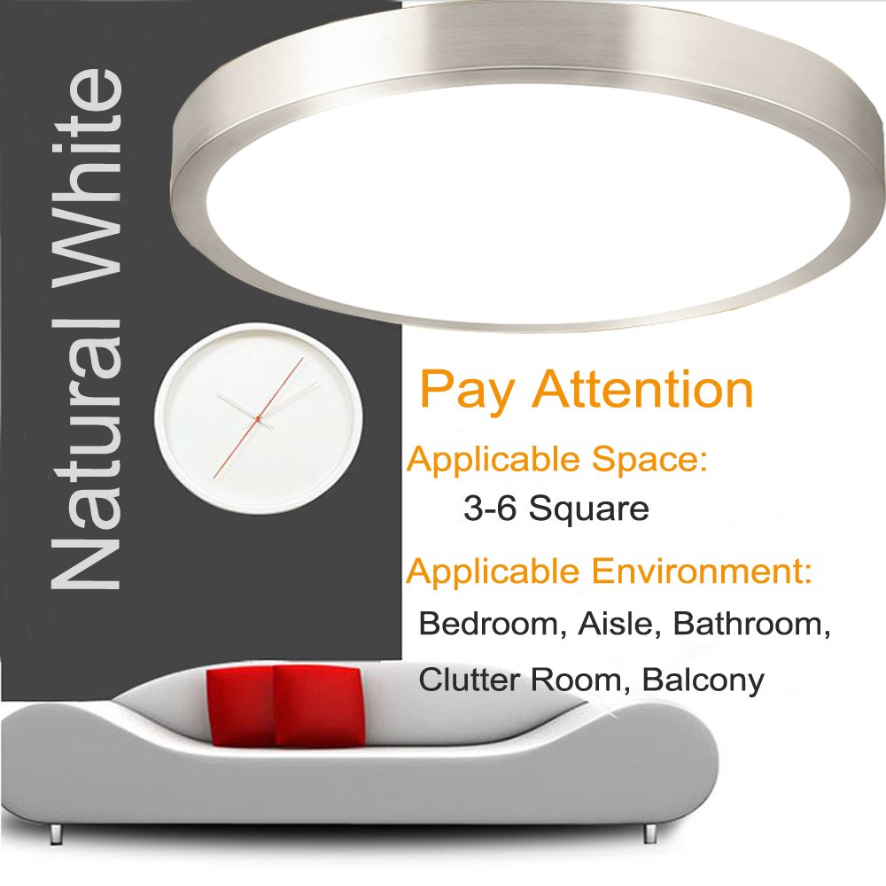 ZHMA 8-Inch LED Ceiling Light, Flush Mount, 5000K Natural White, 12W, 880LM, Plastic, Model COMINHKPR105648
