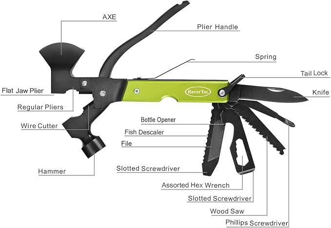 Christmas Gifts for Men Dad, RoverTac Multitool Axe for Mens Gifts, Gifts for Dad Husband Dad Boyfriend, Christmas Gifts Mens Stocking Stuffers-14 in 1 Multi Tool Axe Hatchet