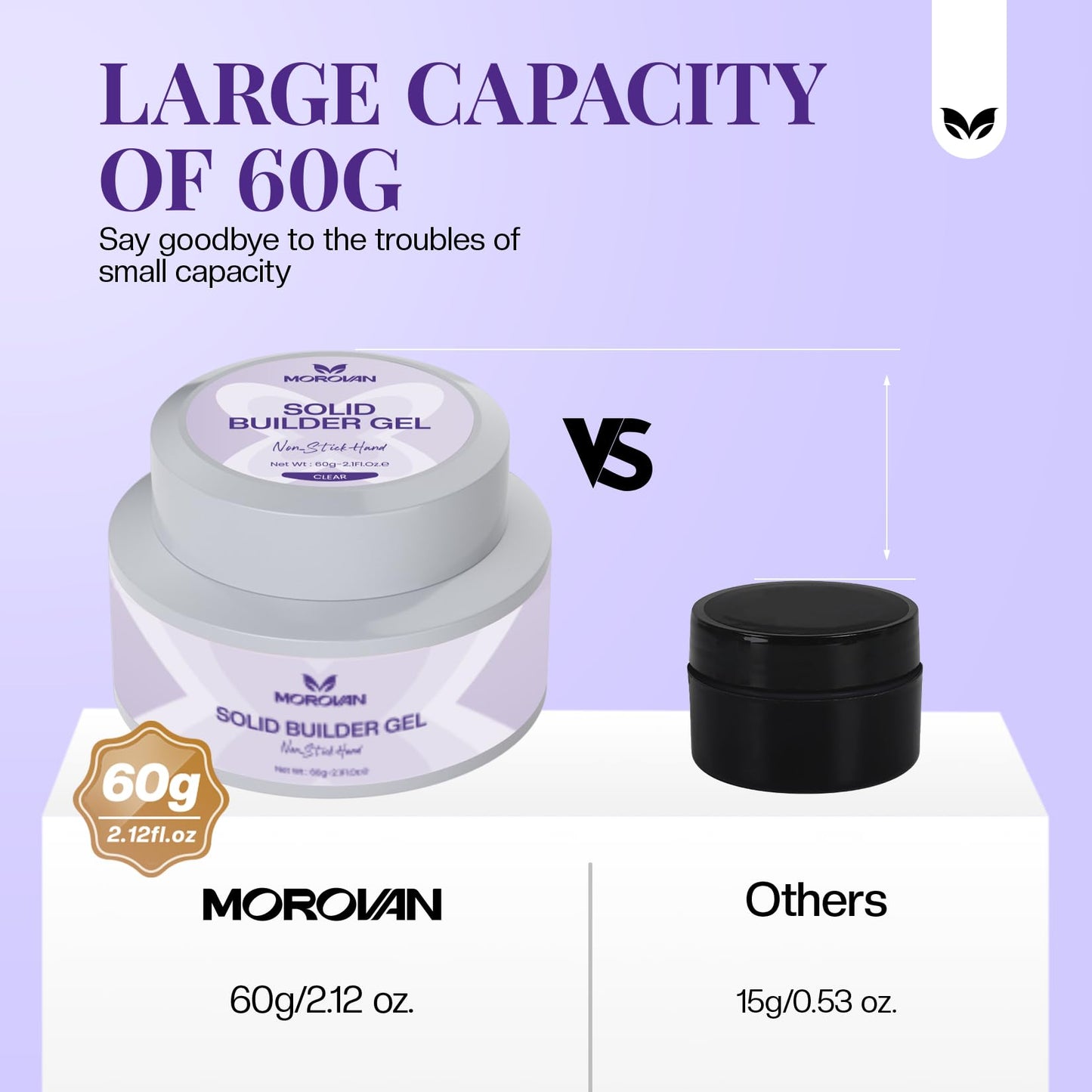 Morovan Solid Builder Nail Gel: 60g Large Capacity Nail Builder Gel for 3D Sculpting Non-Sticky Hard Gels for Nails Extension Ca