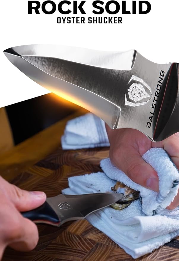 Dalstrong Professional Oyster Knife - 3.5 inch - Shogun Series Elite - Clam and Shellfish Shucking Knife - Japanese AUS-10V Super Steel - G10 Handle - Cooking Fish Kitchen Knife - Sheath Included