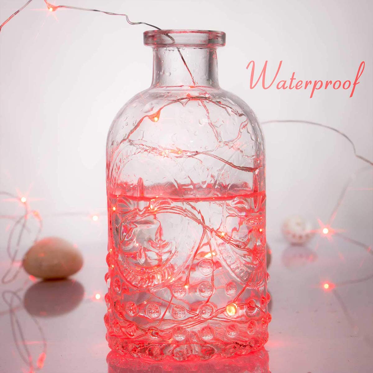Ariceleo LED Fairy Lights, 2 Pack Mini Battery Powered Copper Wire, 5m/16ft, Red, Model MRSXD-RD-5M-2, Ideal for Bedroom and