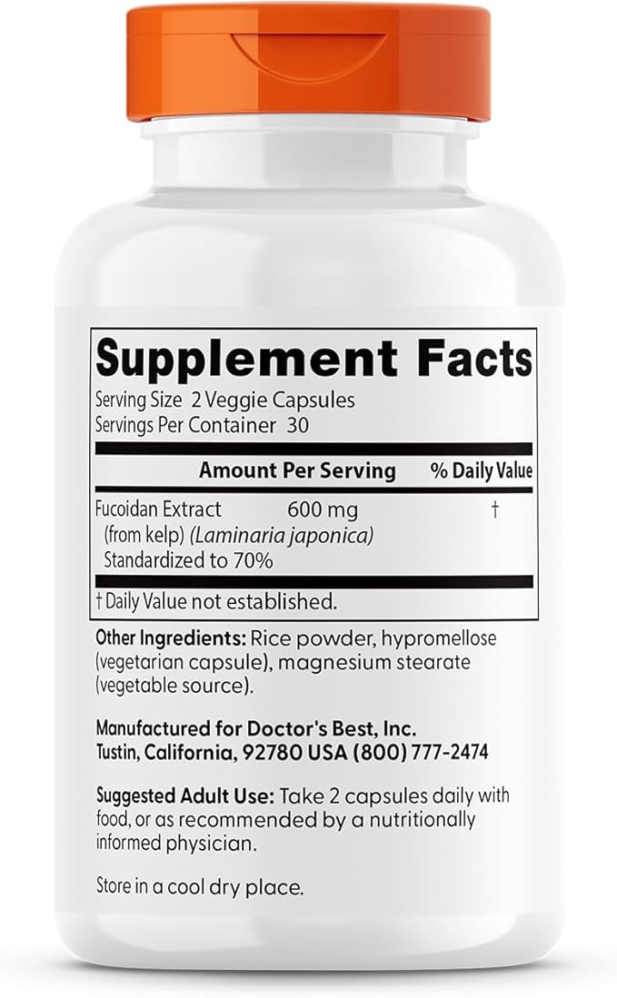 Doctor's Best Fucoidan 70%, Non-GMO, Vegan, Gluten Free, 60 Count