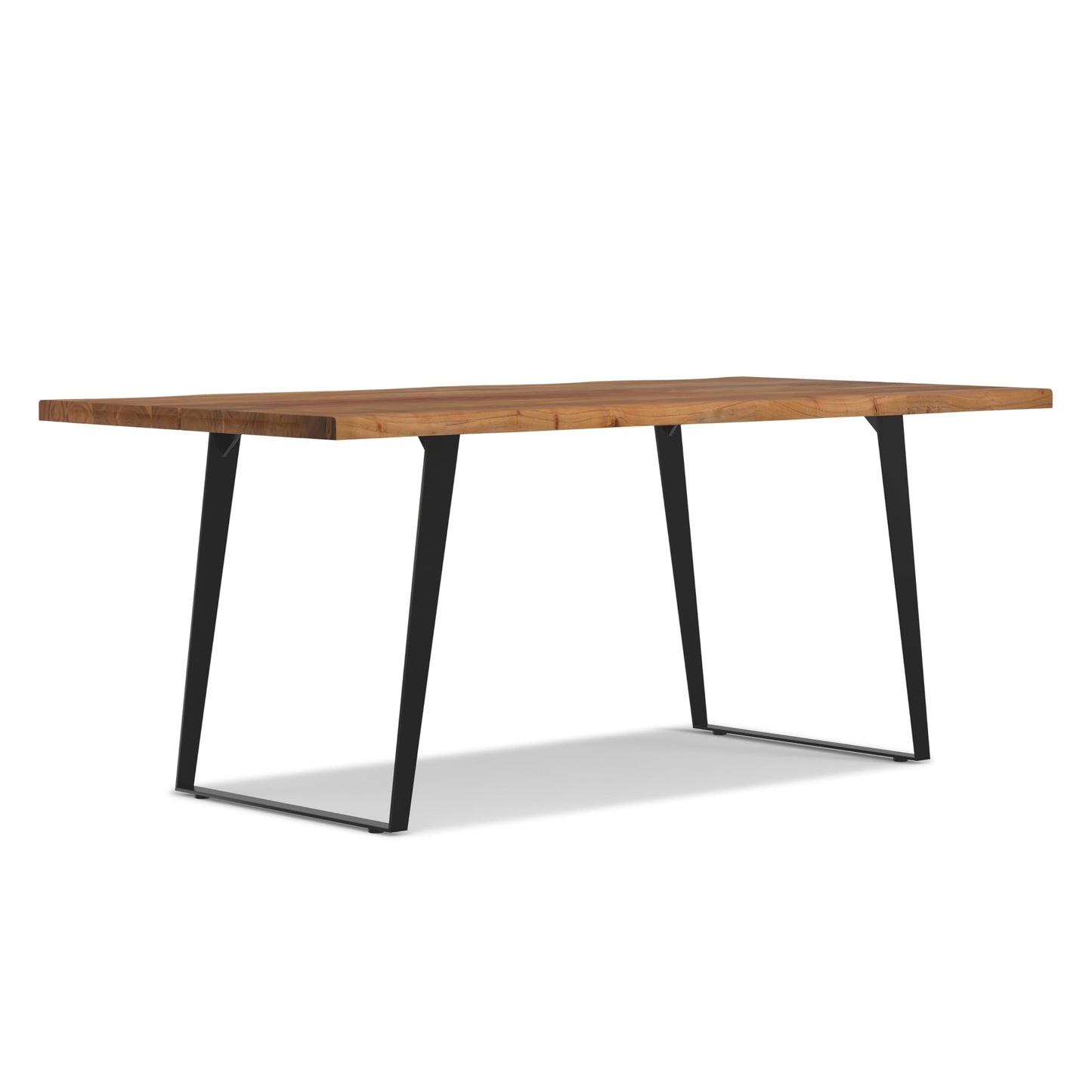 SIMPLIHOME Delta Dining Table - 72 inch Wide Solid Acacia Wood Rectangular Table in Natural, Modern Industrial Style for Dining Room or Kitchen with Black Powder-Coated Iron Base, Seats 6