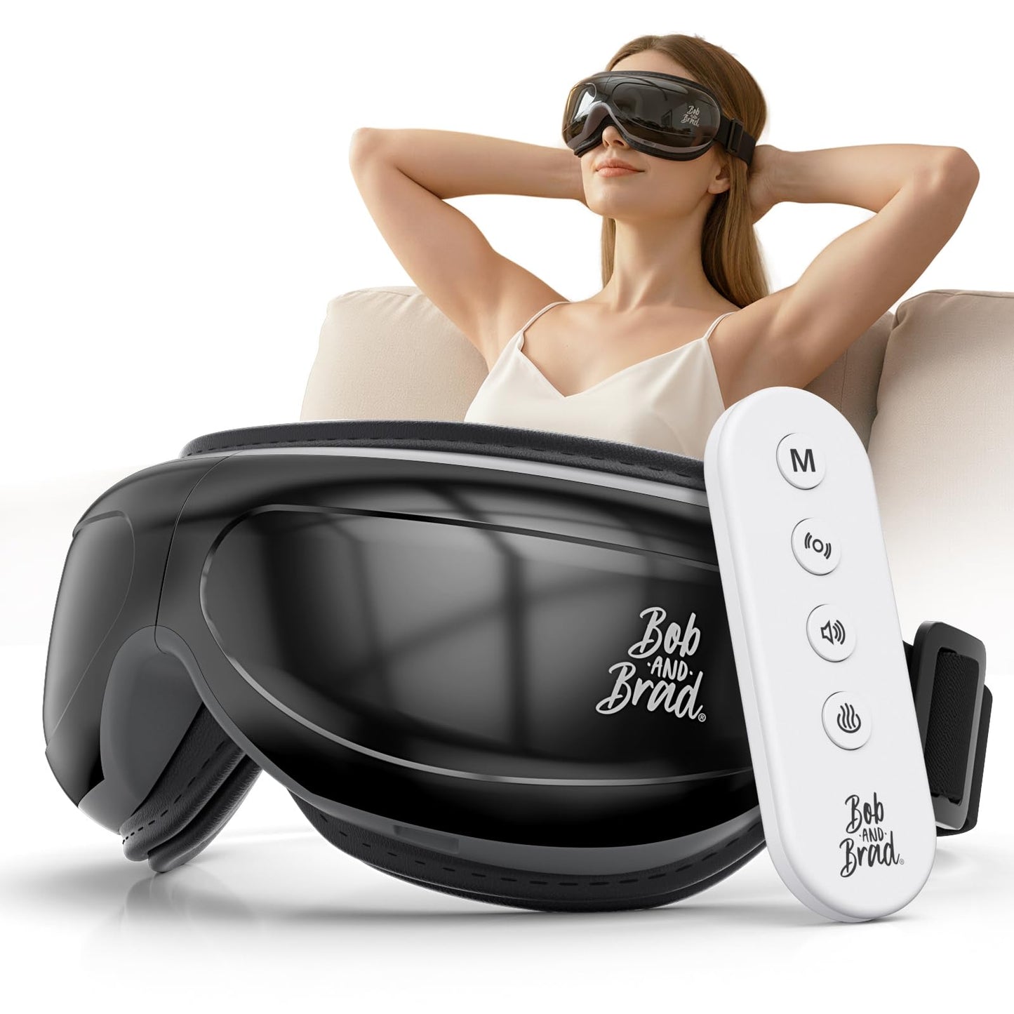 BOB AND BRAD Heated Eye Massager with Remote Control FSA Eligible HSA - EyeOasis 2 Plus Personal Eye Care Compress Device - Electric Eye Mask with Compression & Music for Migraines & Dry Eye Relief