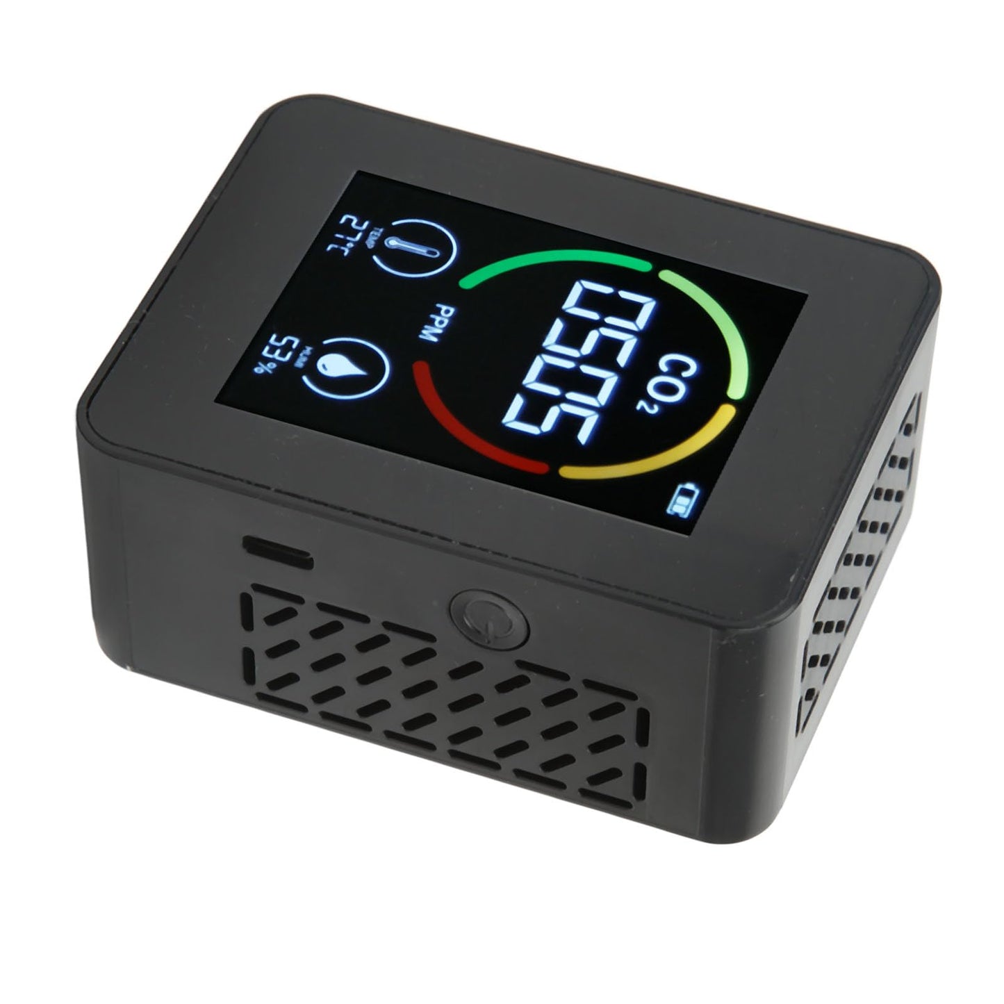 Carbon Dioxide Monitor, Infrared Sensor Ventilation Hole Temperature Humidity Testing Good Heat Dissipation CO2 Detector for Schools (Black)