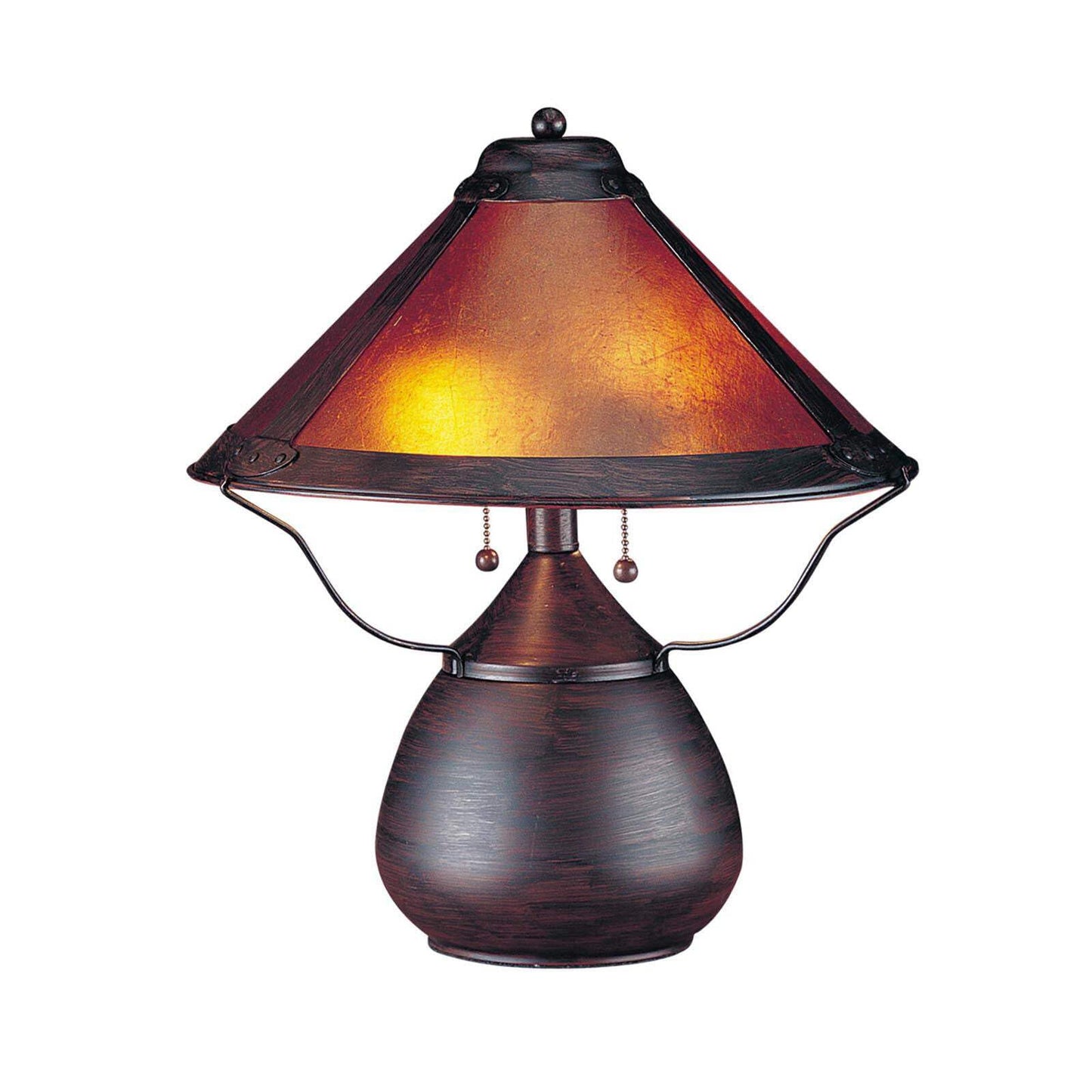 Homeroots Two Light Table Lamp - 17 In. Rust Metal With Amber Empire Shade, Model 524679