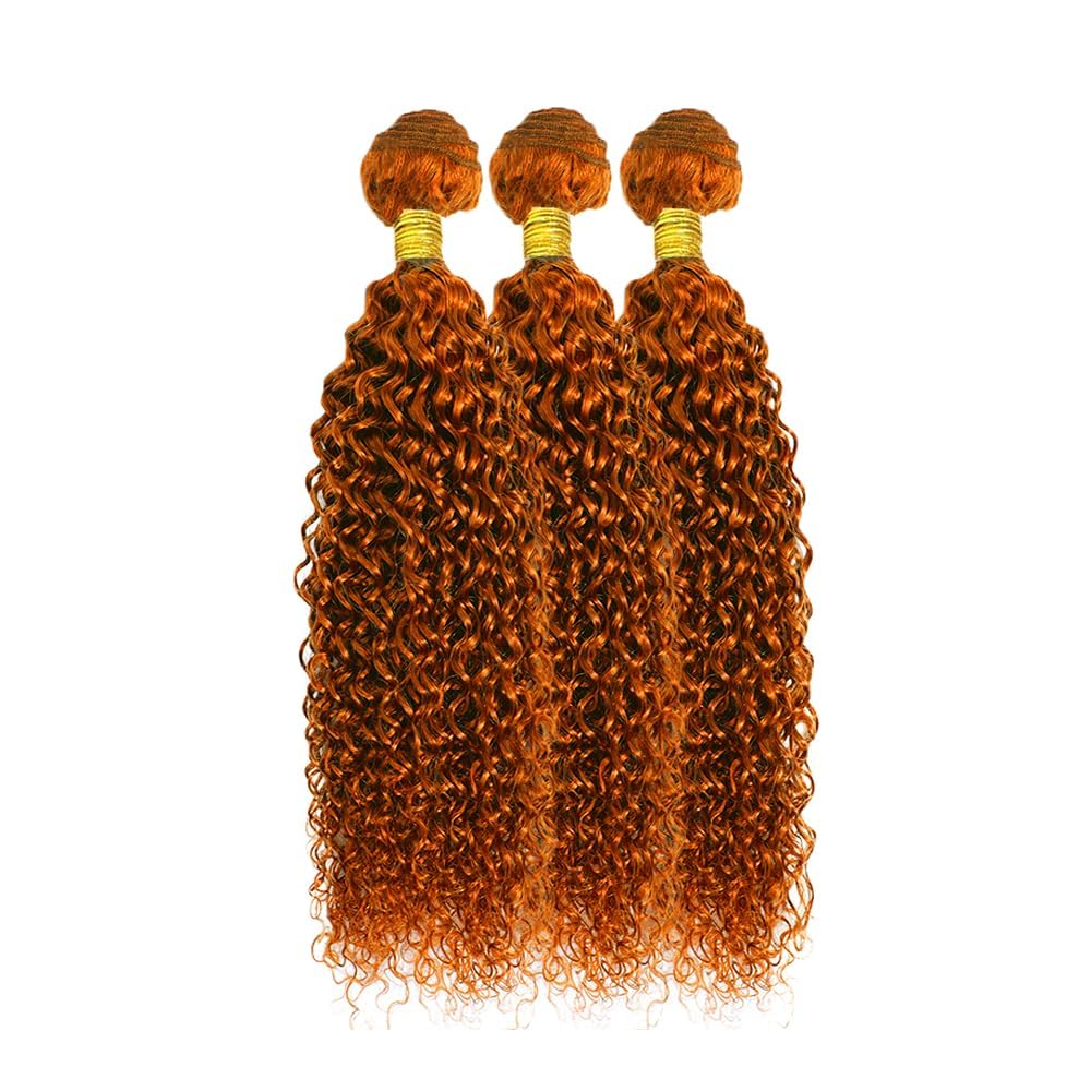 Lagalaga Bundles Human Hair 26 28 30 Inch Jerry Curly Wave Human Hair Bundles Orange Ginger 350 Bundles Unprocessed Brazilian Vi